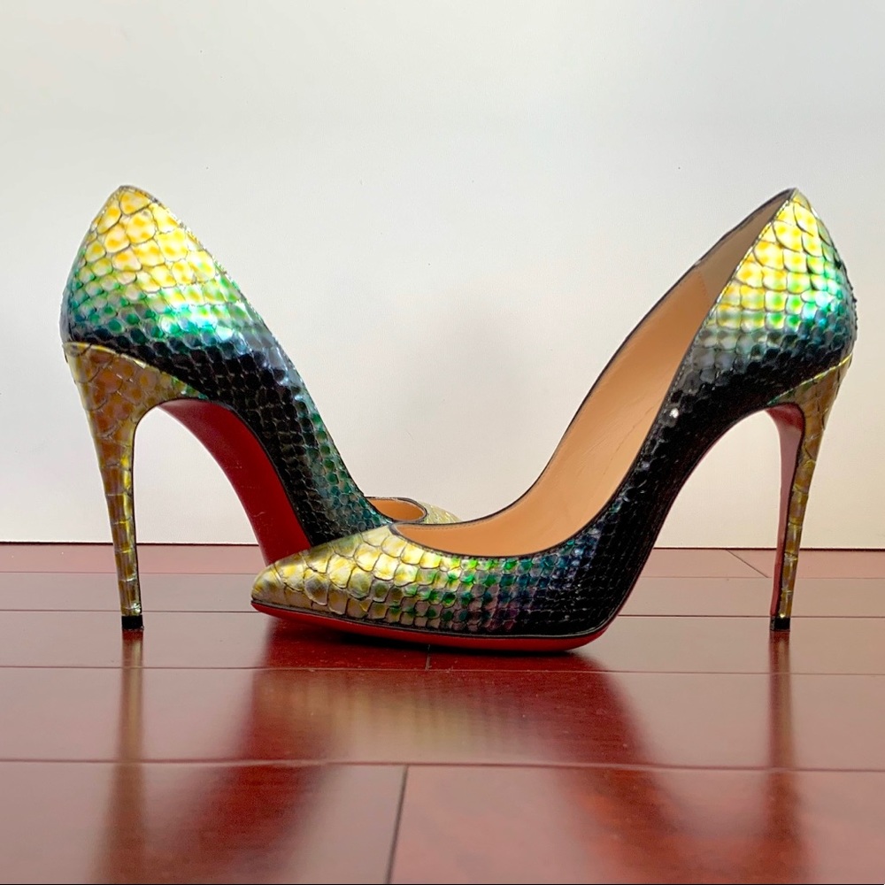 Christian Louboutin Pigalle Follies Python Pumps